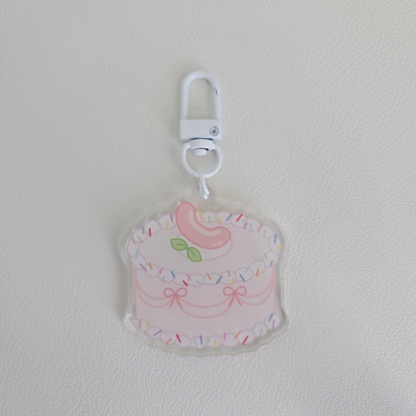 Pastel Peach Cake Keychain