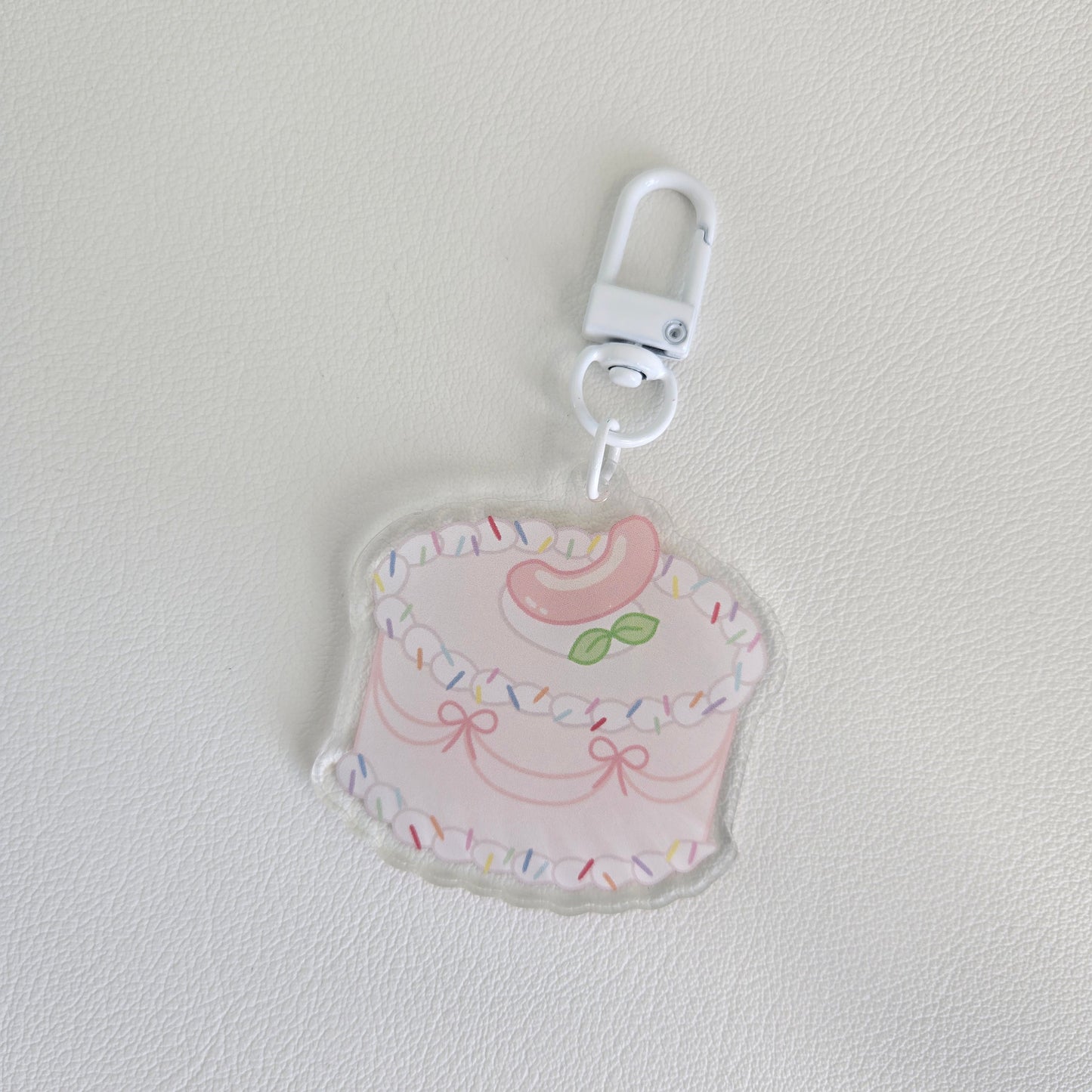 Pastel Peach Cake Keychain
