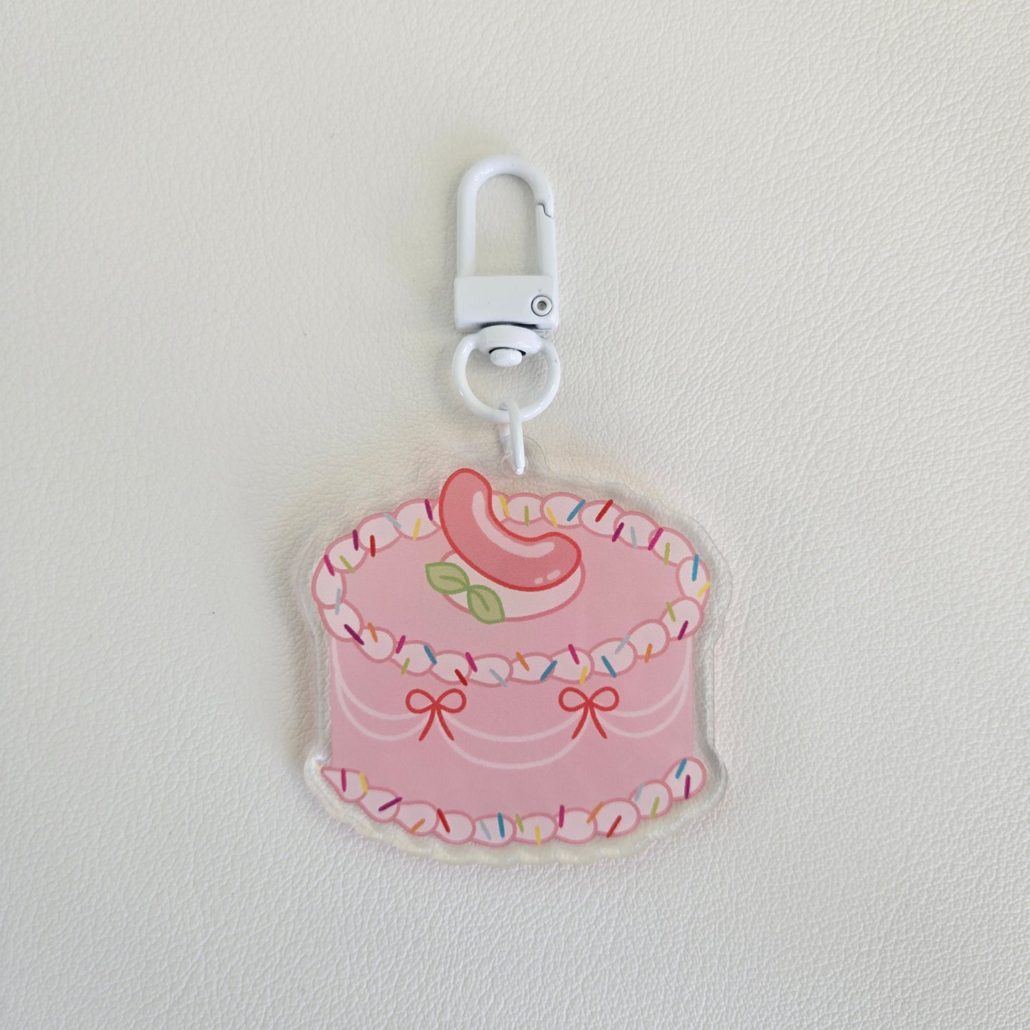 Vibrant Peach Cake Keychain