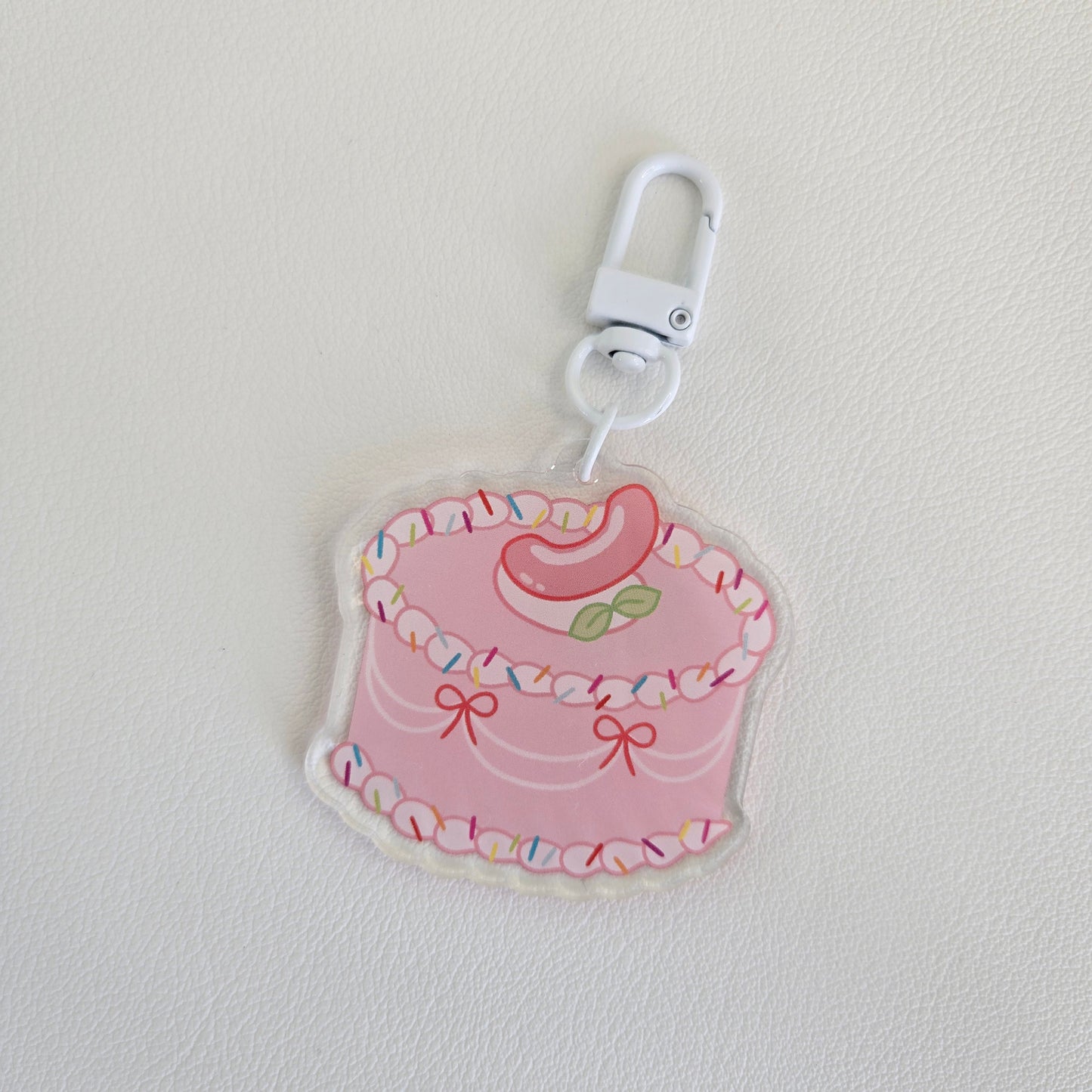 Vibrant Peach Cake Keychain