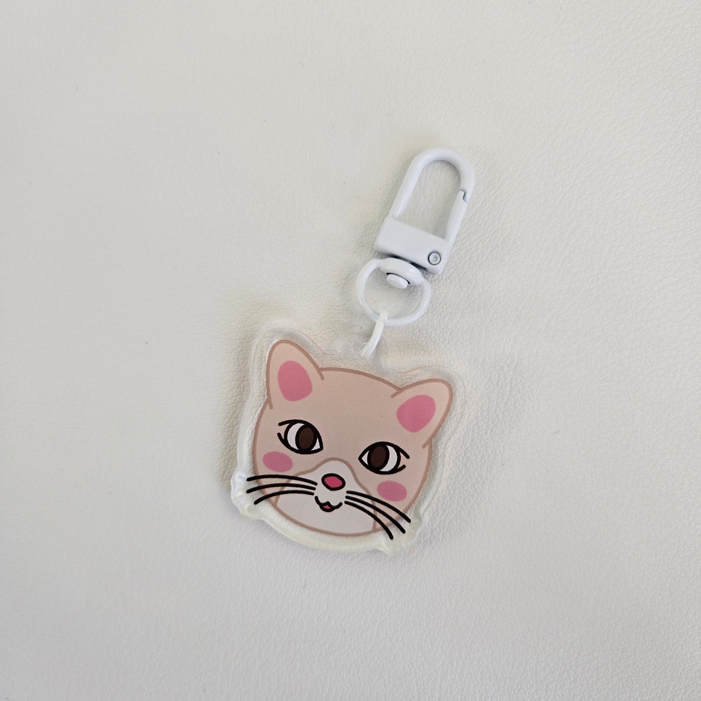 Beige Cat Keychain
