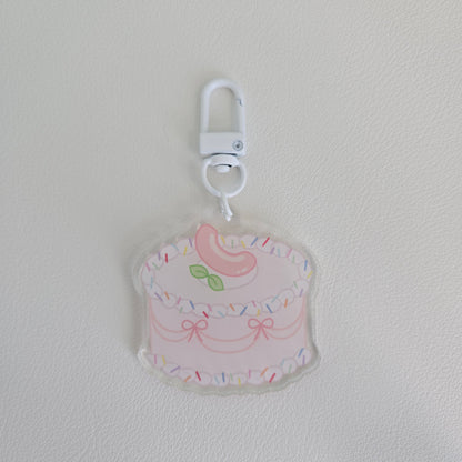 Pastel Peach Cake Keychain